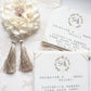 Signature big peony ring pillow, marriage certificate folder and wedding vow cards heirloom set
