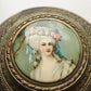 Rare Antique Rococo Lady Gold Ormolu Trinket Box