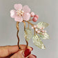 "When it rains sakura" - pink sakura hair pin in glass and freshwater pearls