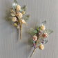 Pearl berries foliage brooch in spring colours