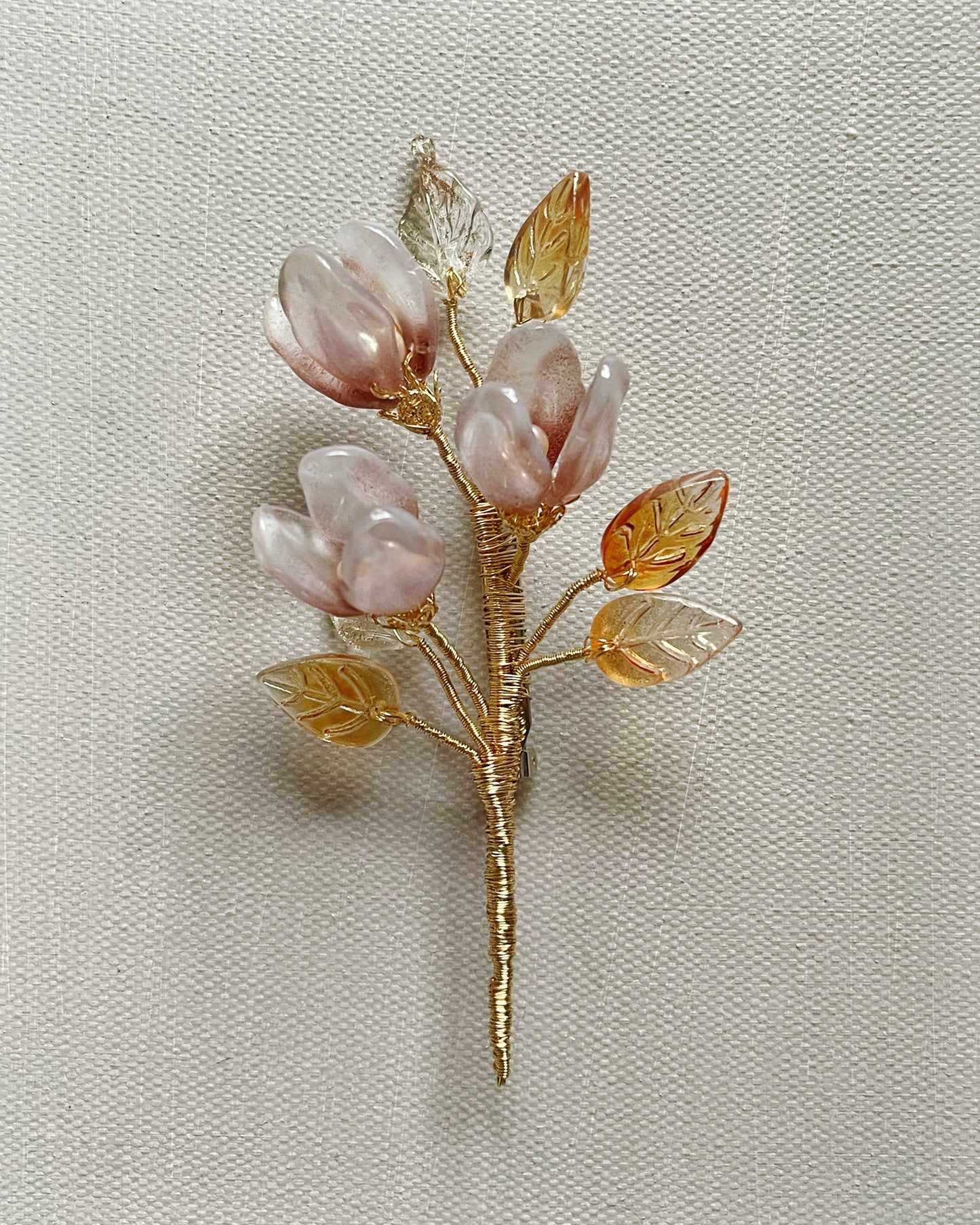 Autumn embrace silk cotton tree flower buds brooch