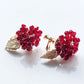 Red hydrangea Swarovski crystals earrings