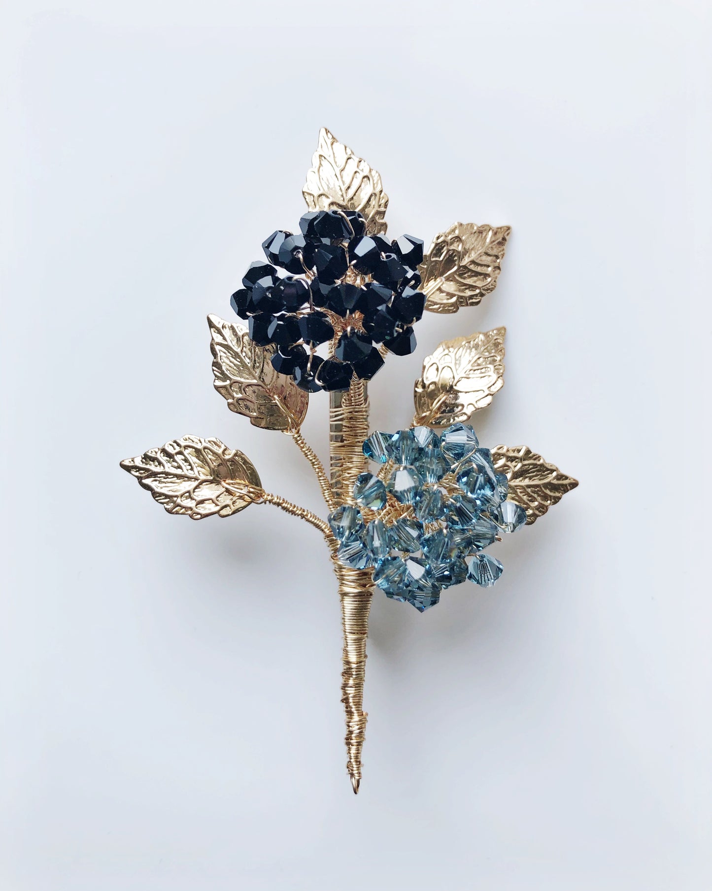 Remembrance Swarovski crystals hydrangea brooch