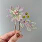 Purple dahlia luxe hairpin in glass and freshwater pearls