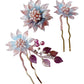 Brown dahlia luxe hairpin in glass and freshwater pearls