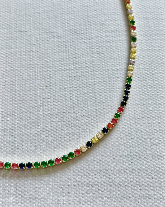Rainbow love diamanté necklace