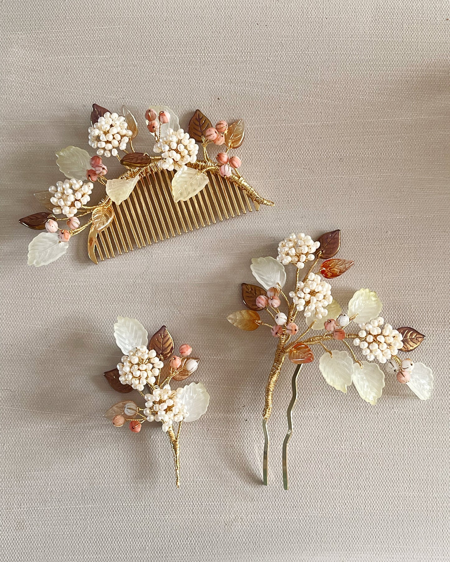 Hydrangea symphony for autumn hair pin