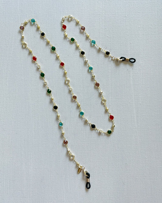 Rainbow bauble eyeglasses chain necklace