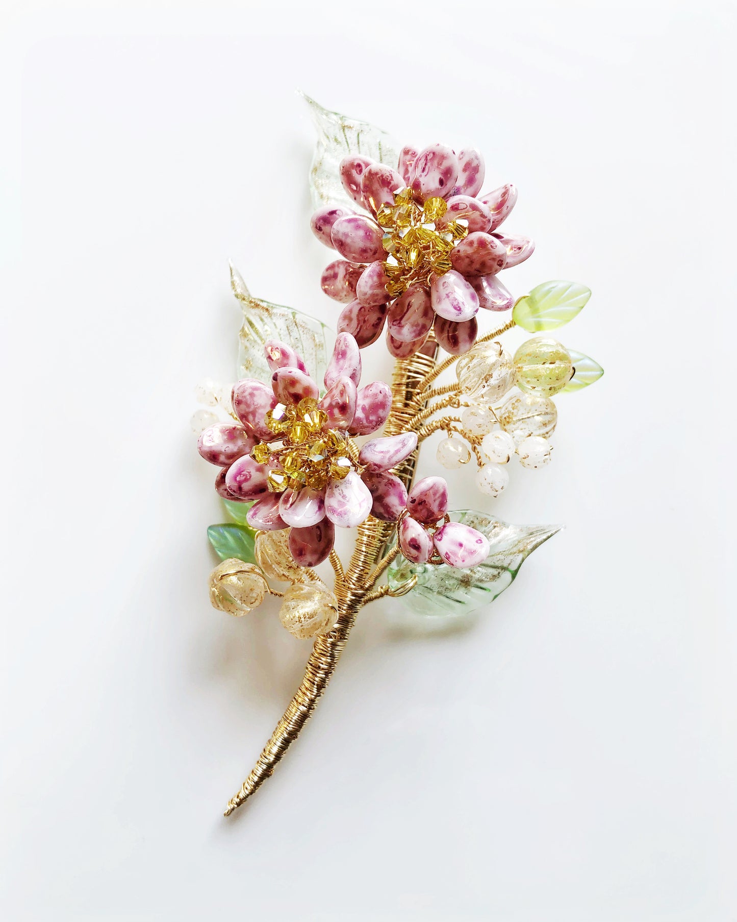 《January Palette I》Victoria’s Chinese New Year chrysanthemum floral bouquet brooch