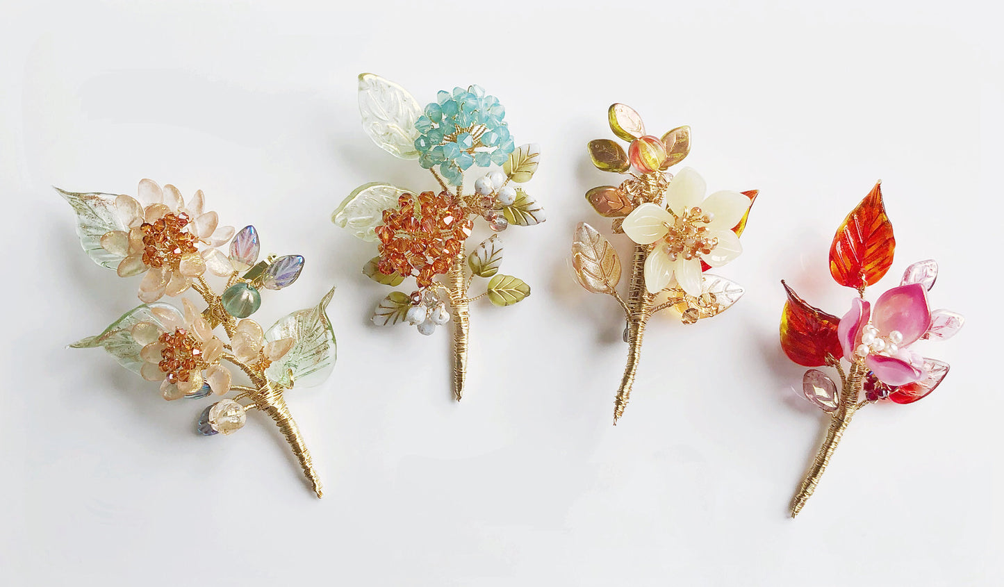 《November Palette I》LIMITED EDITION Victoria’s chrysanthemum floral bouquet brooch