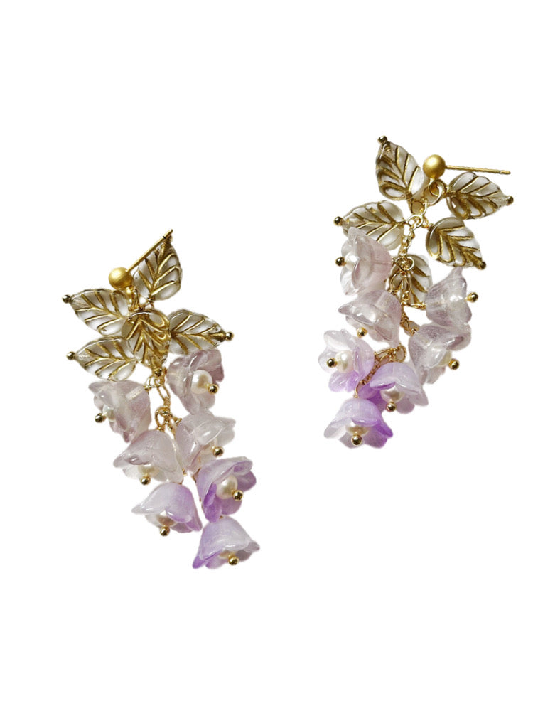 Canterbury bell flowers earrings in grape smoothie