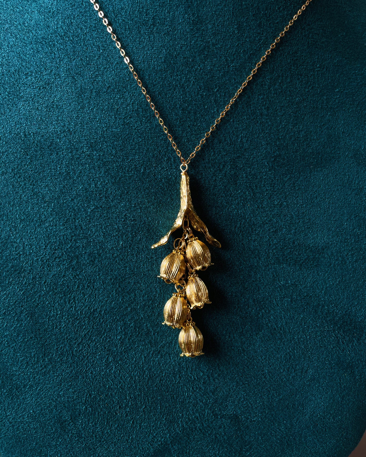 Lily of the valley 24K gold plated necklace