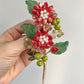 《February Palette I》Victoria’s chrysanthemum floral bouquet brooch in Chinese red