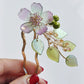"When it rains sakura" - Monet's garden sakura hair pin in glass and Swarovski crystals