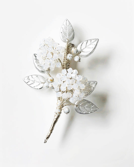 First snow hydrangea bouquet brooch
