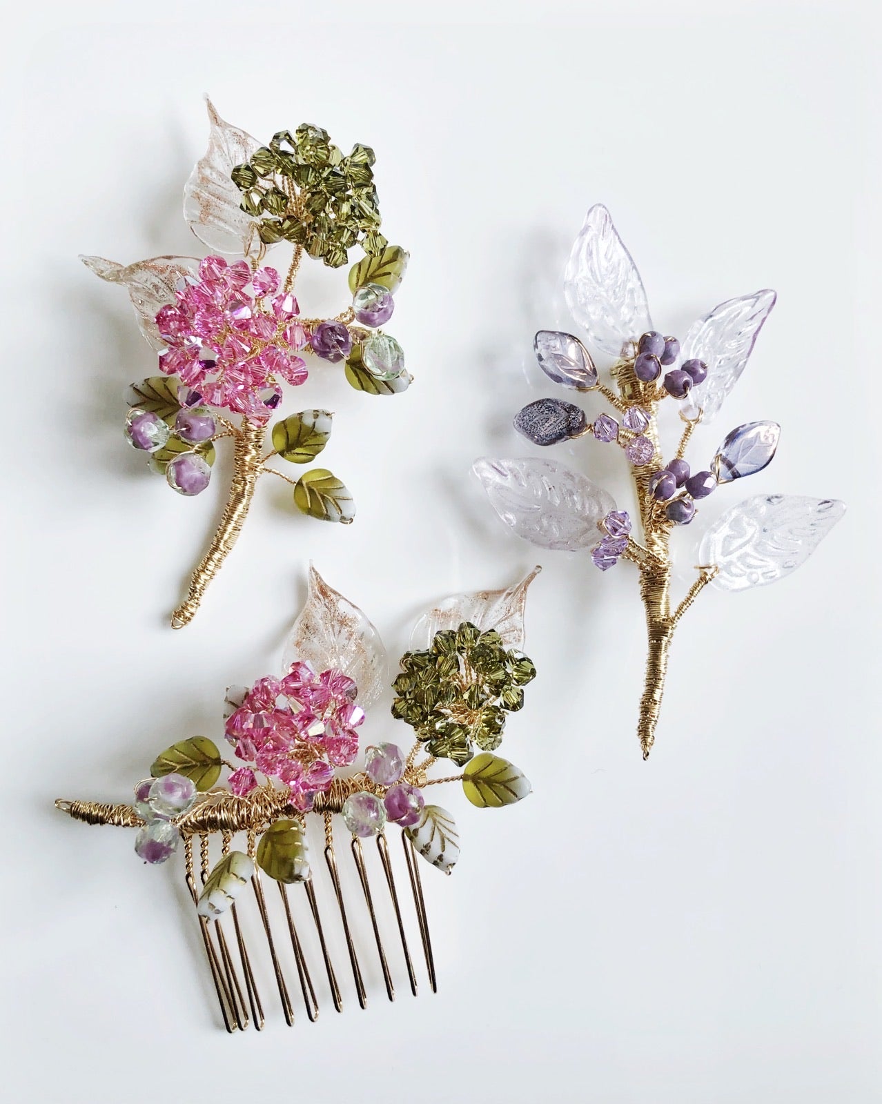 《Autumn Palette I》Autumn hydrangea floral bouquet hair slide