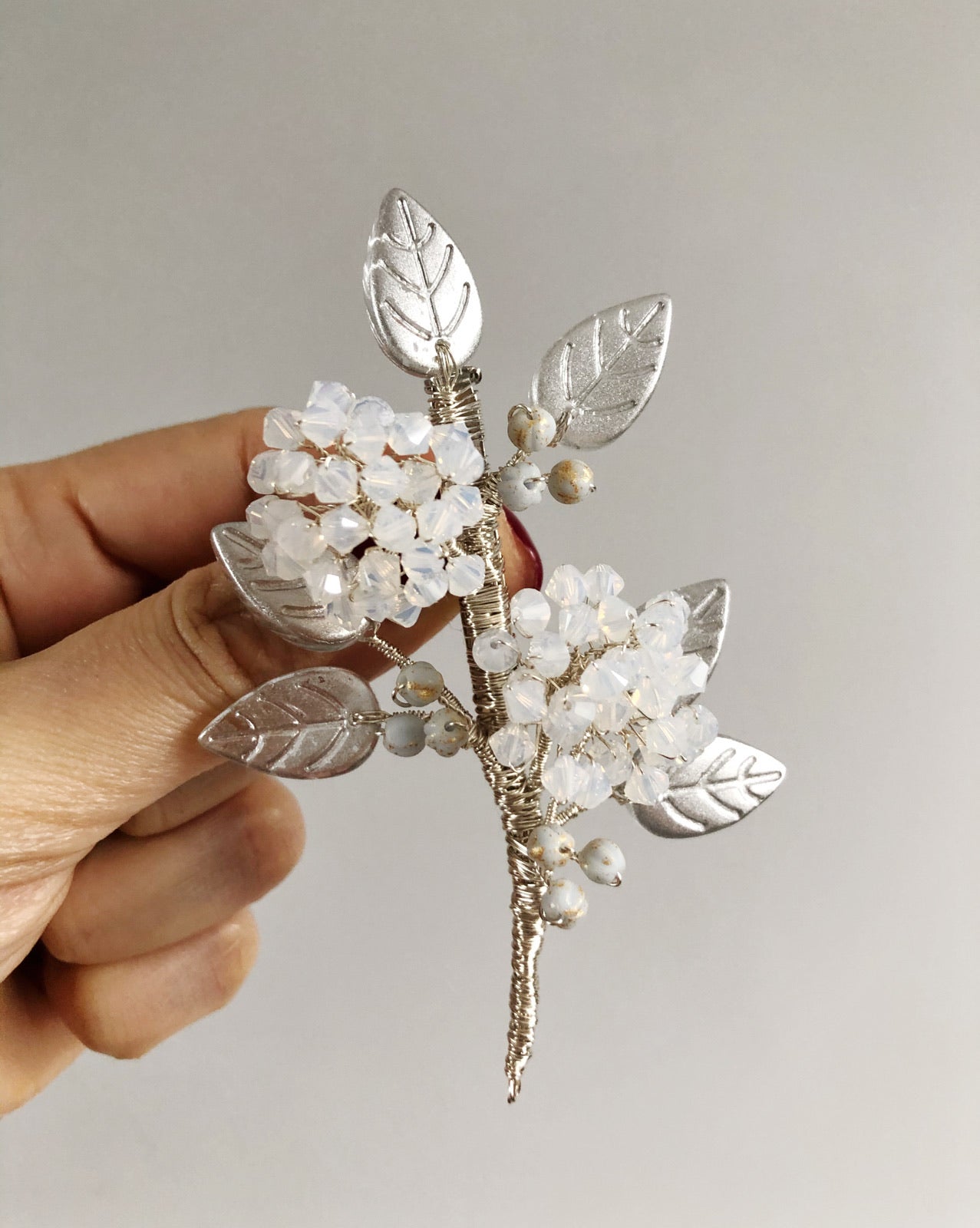First snow hydrangea bouquet brooch