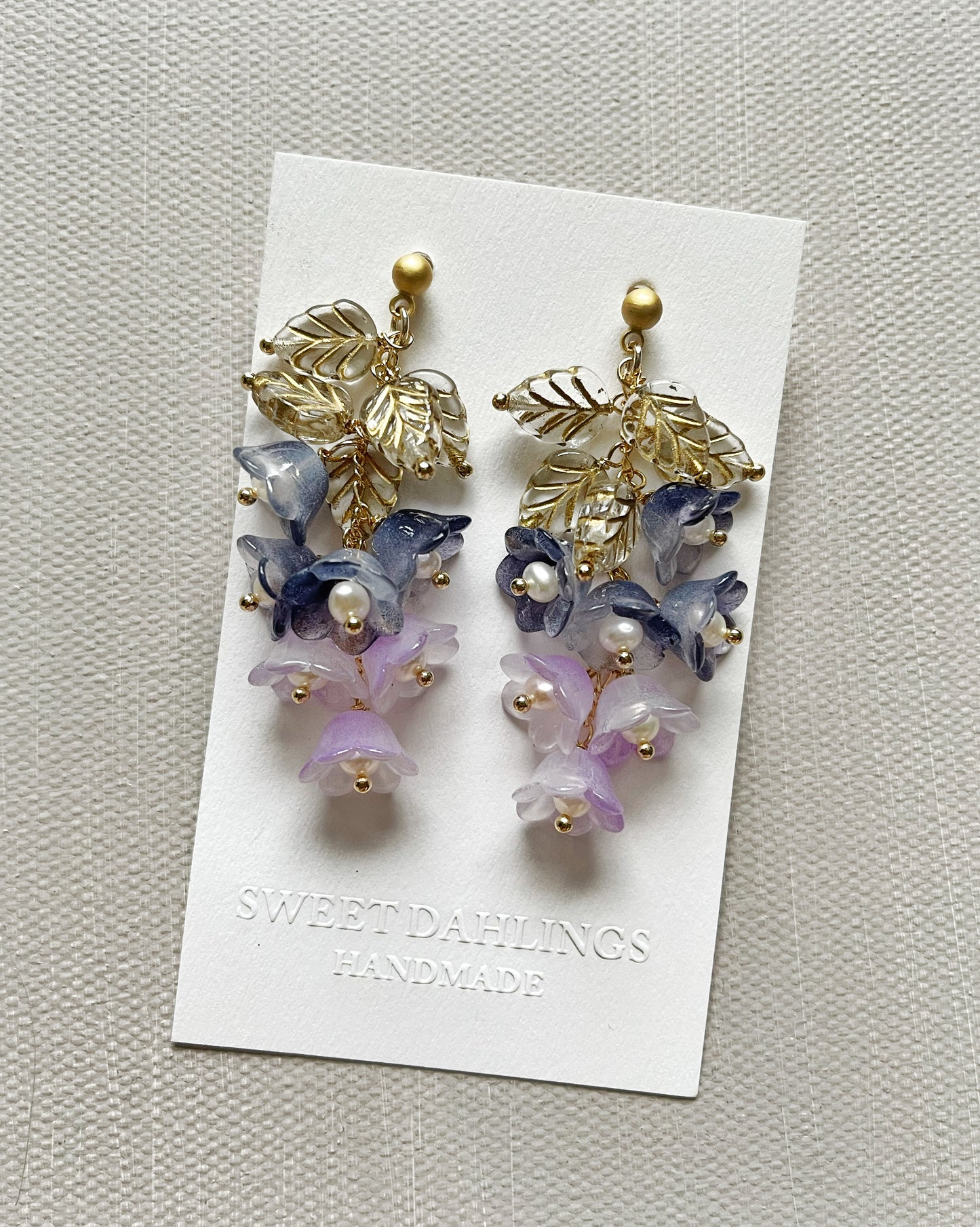 Canterbury bell flowers earrings in blueberry smoothie