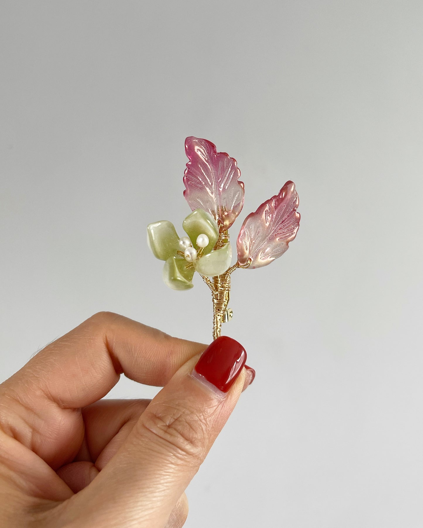 Forever green lily bud mini brooch