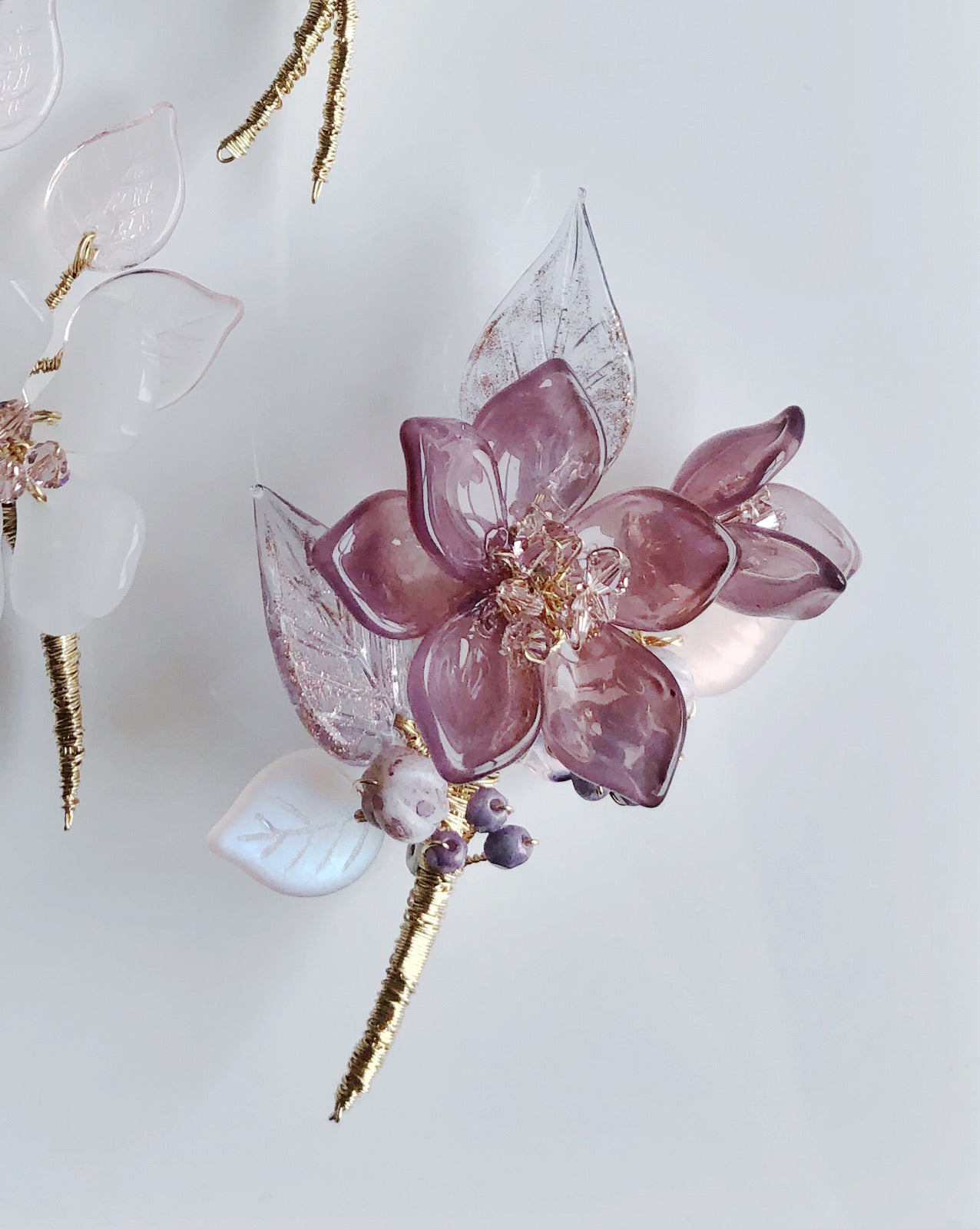 《Autumn Palette III》Autumn mauve lily floral bouquet brooch