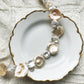 Keshi pearls choker with Swarovski crystals in sand opal