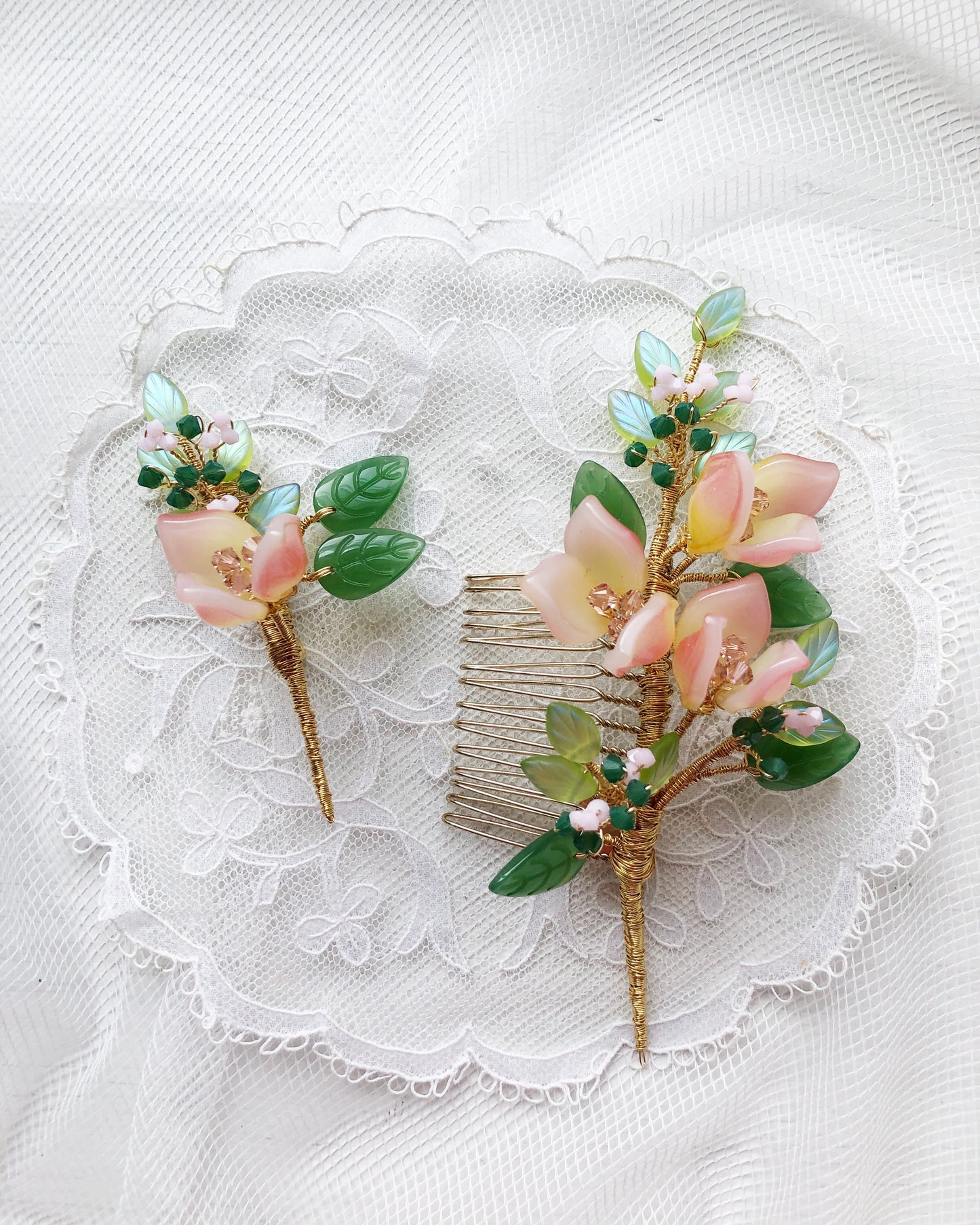 “Thank You” mini bouquet pink lily brooch