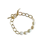 The Contrast Collection - Big freshwater pearl and chain bracelet