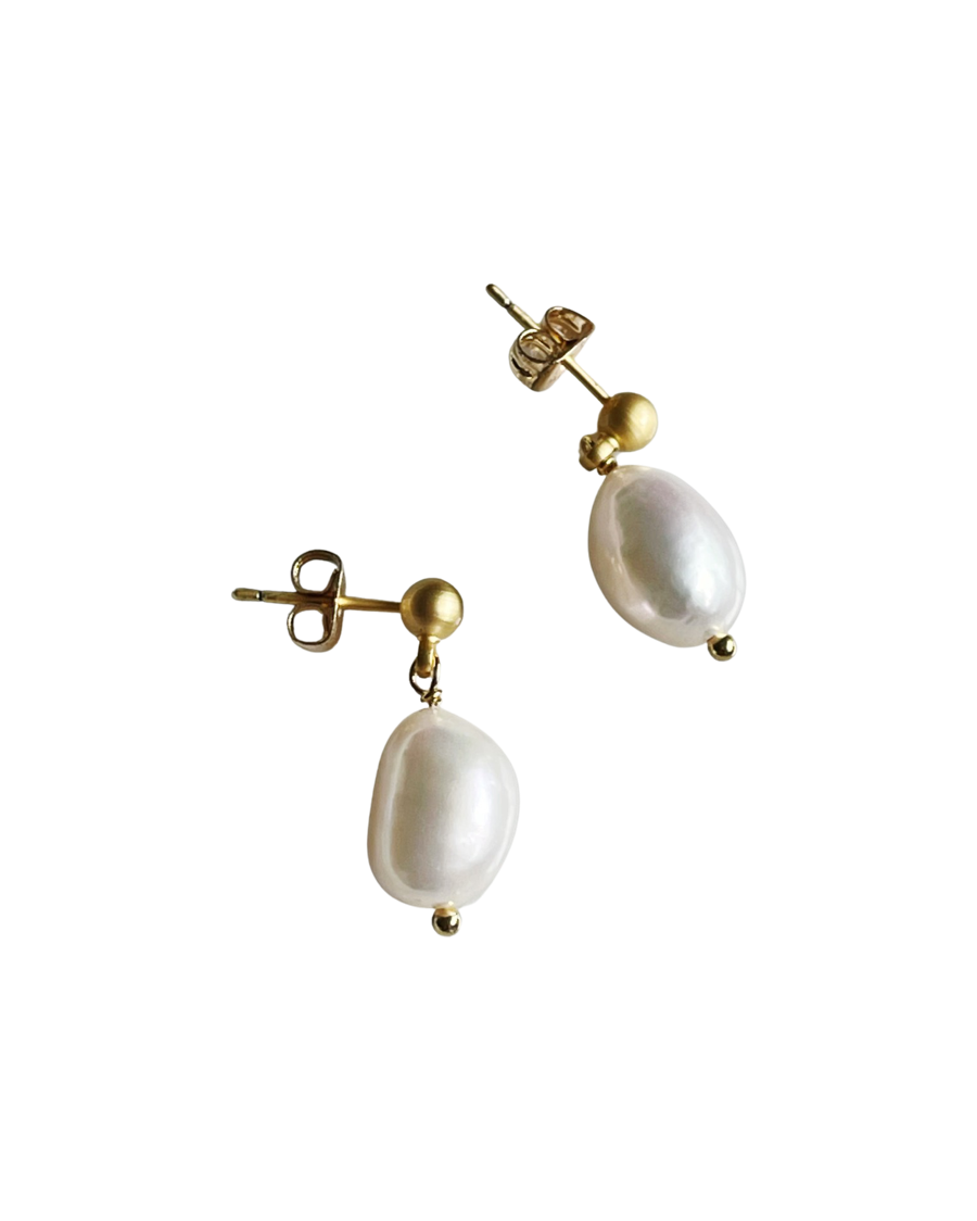 My first baroque pearl necklace and earring set in white