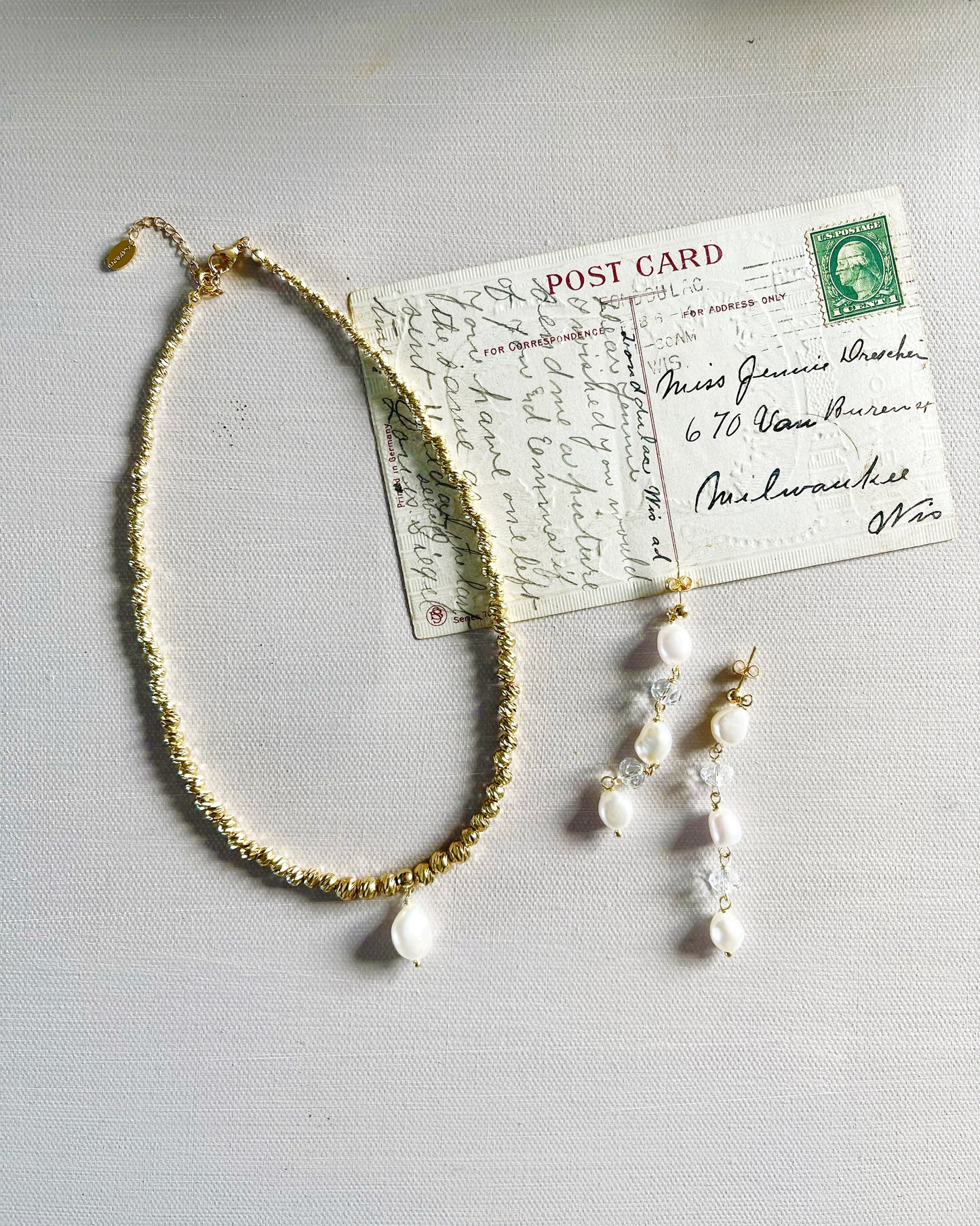 Autumn field of gold and freshwater pearl necklace