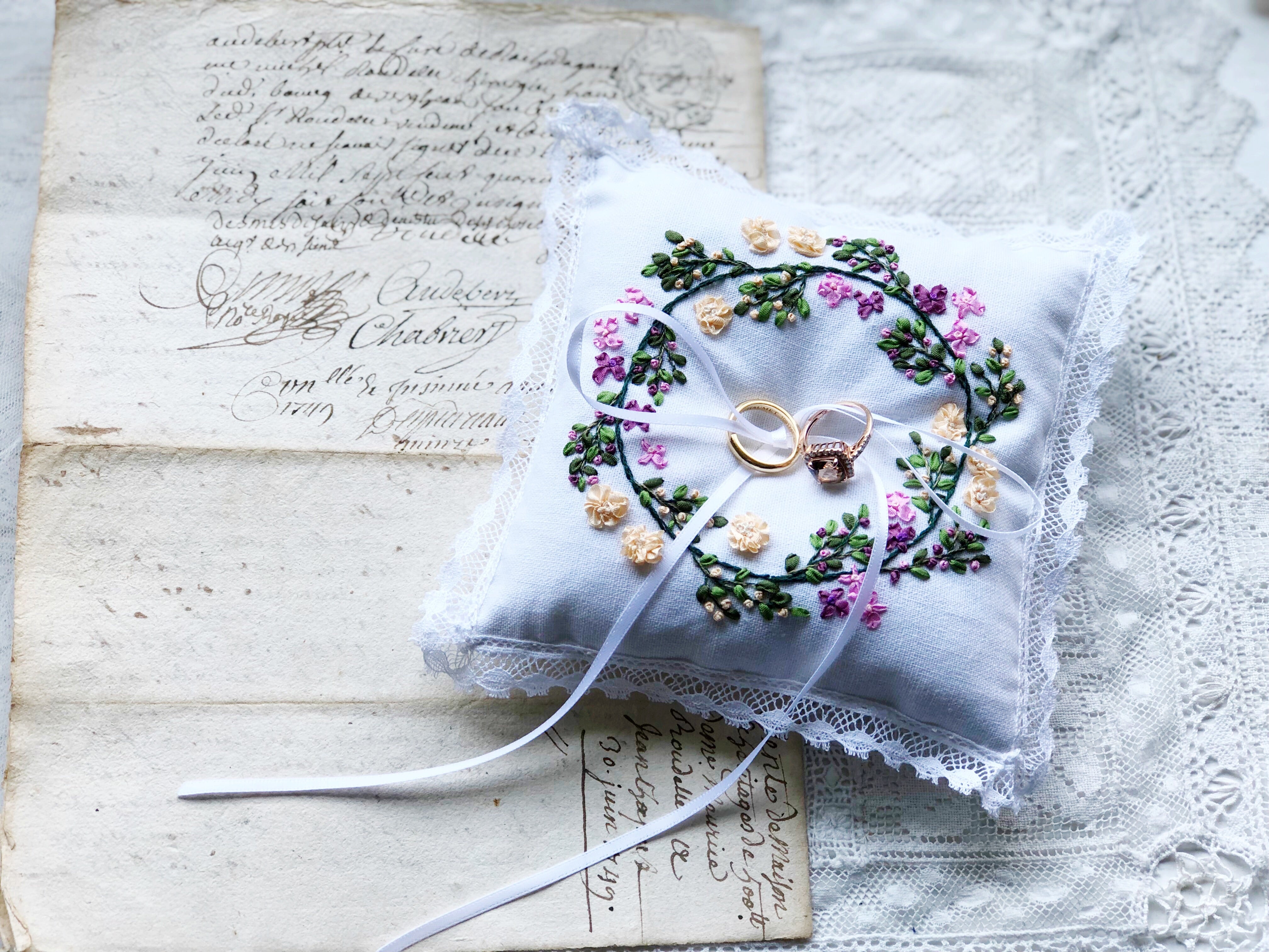 Satin Ring Bearer Pillow / Wedding Ring Pillow 20x20 cm | STOKLASA  Haberdashery and Fabrics