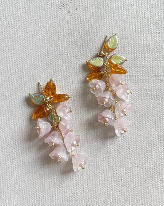 Canterbury bell flowers earrings in autumn coat