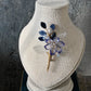 “Thank You” winter lotus mini bouquet floral brooch in blue and gold