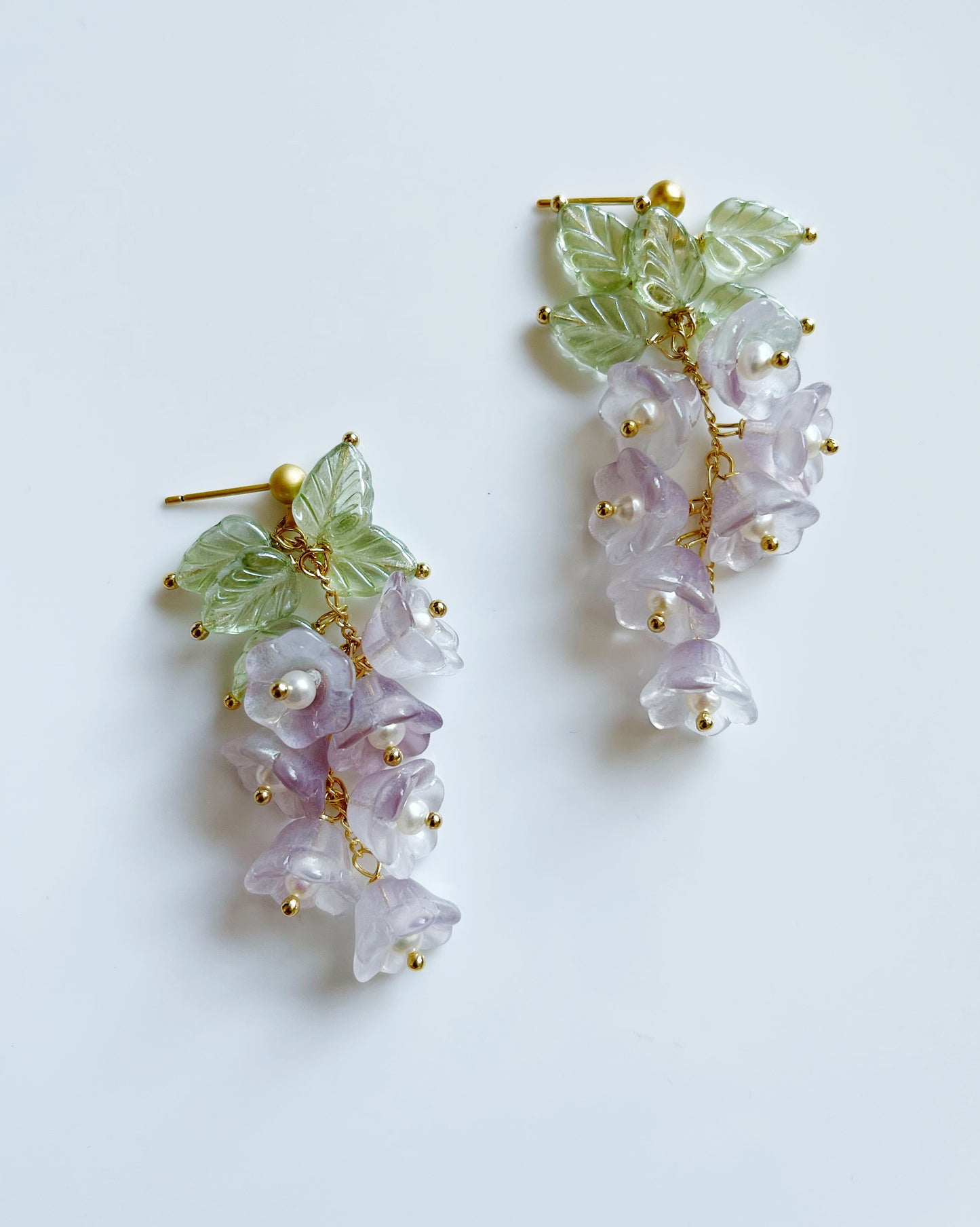 Canterbury bell flowers earrings in purple