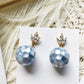 Seashell mosaic bubbles glass beads earrings in clear water blue
