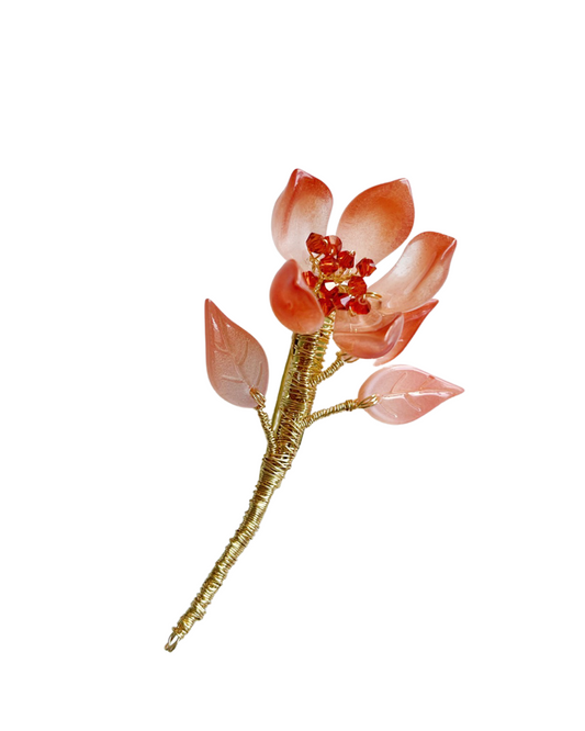 Small festive red lily brooch