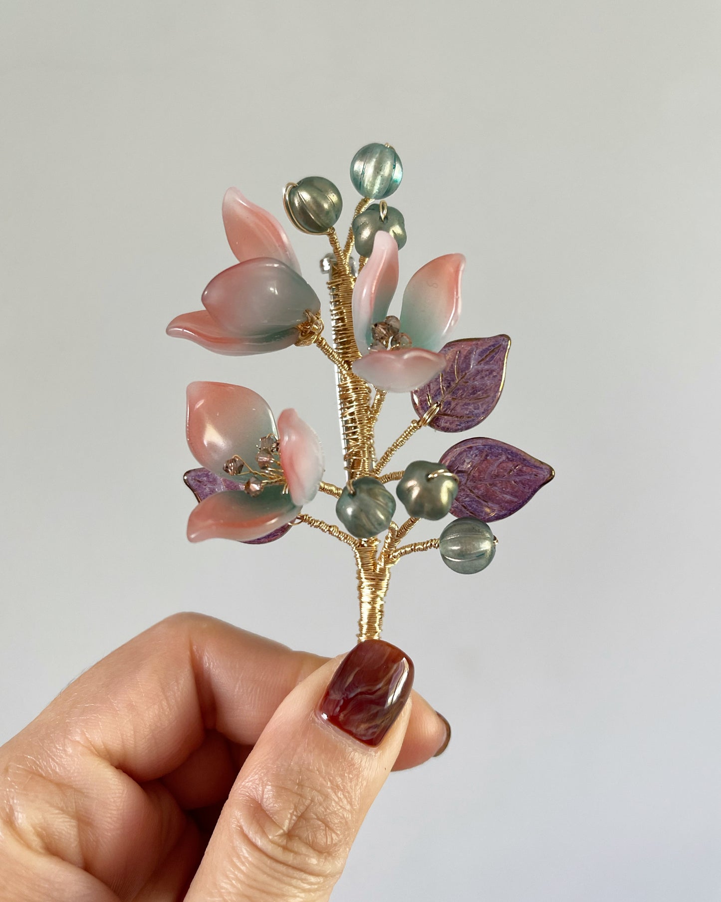 Autumn sonata in lily buds and green berries brooch