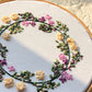 Edwardian inspired embroidered ring pillow in multicolour