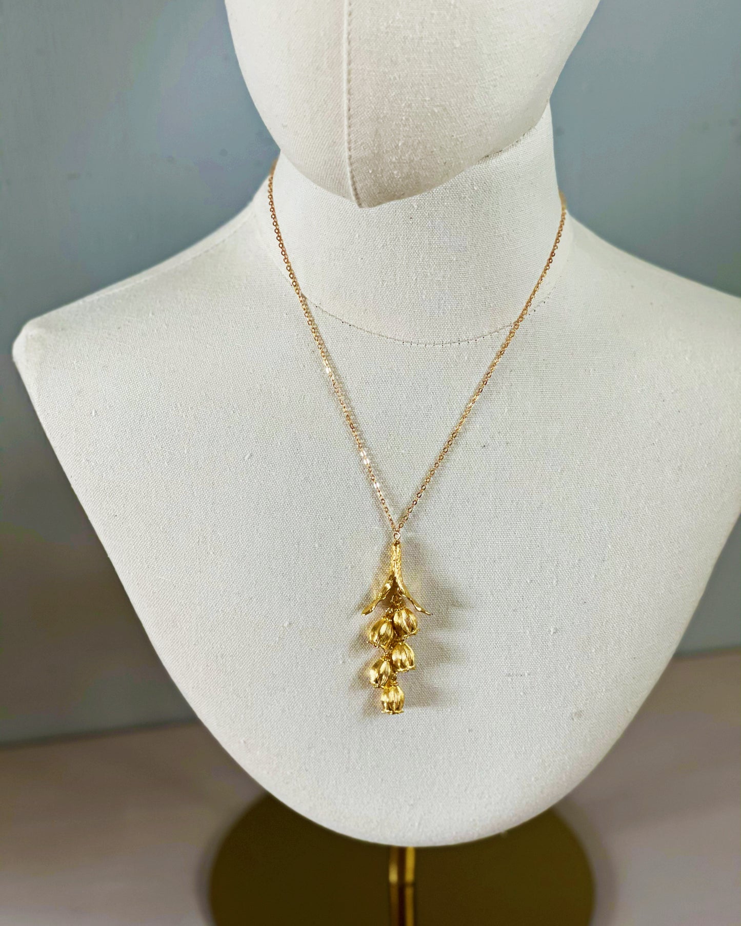 Lily of the valley 24K gold plated necklace