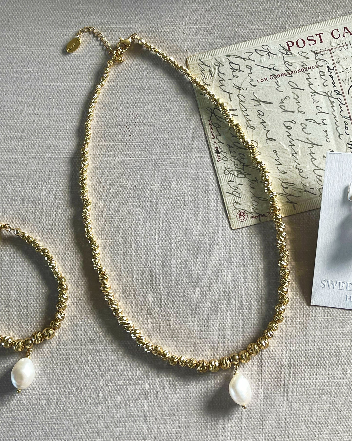 Autumn field of gold and freshwater pearl necklace