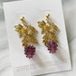 Gold leaf and glass grapes earrings