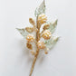 Pearl berries foliage brooch in peach