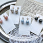 Seashell mosaic bubbles glass beads earrings in bubble gum pink