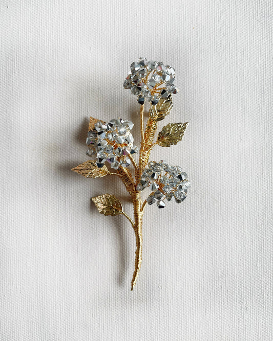 Christmas magic Swarovski crystals hydrangea brooch