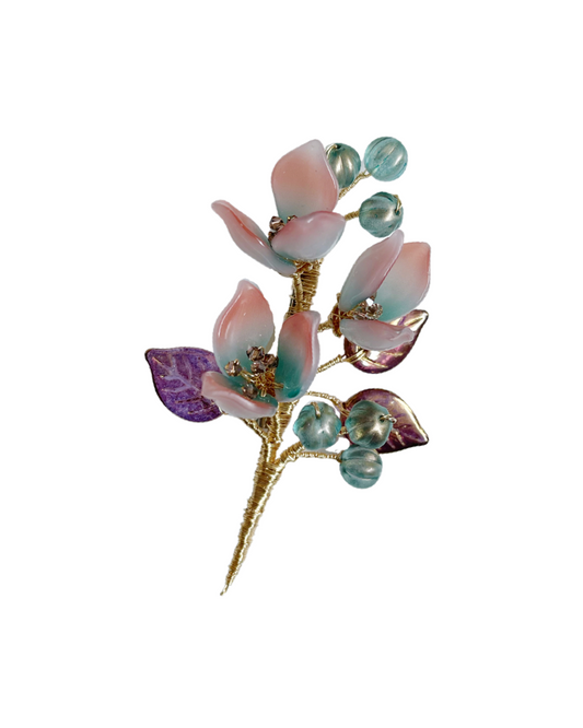Autumn sonata in lily buds and green berries brooch