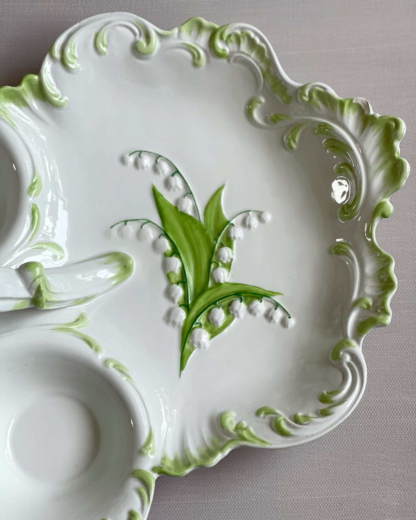 Vintage lily of the valley hand painted decorative divided plate
