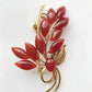 Vintage faux red jadeite wheat motif brooch
