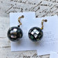 Seashell mosaic bubbles glass beads earrings in black hook style