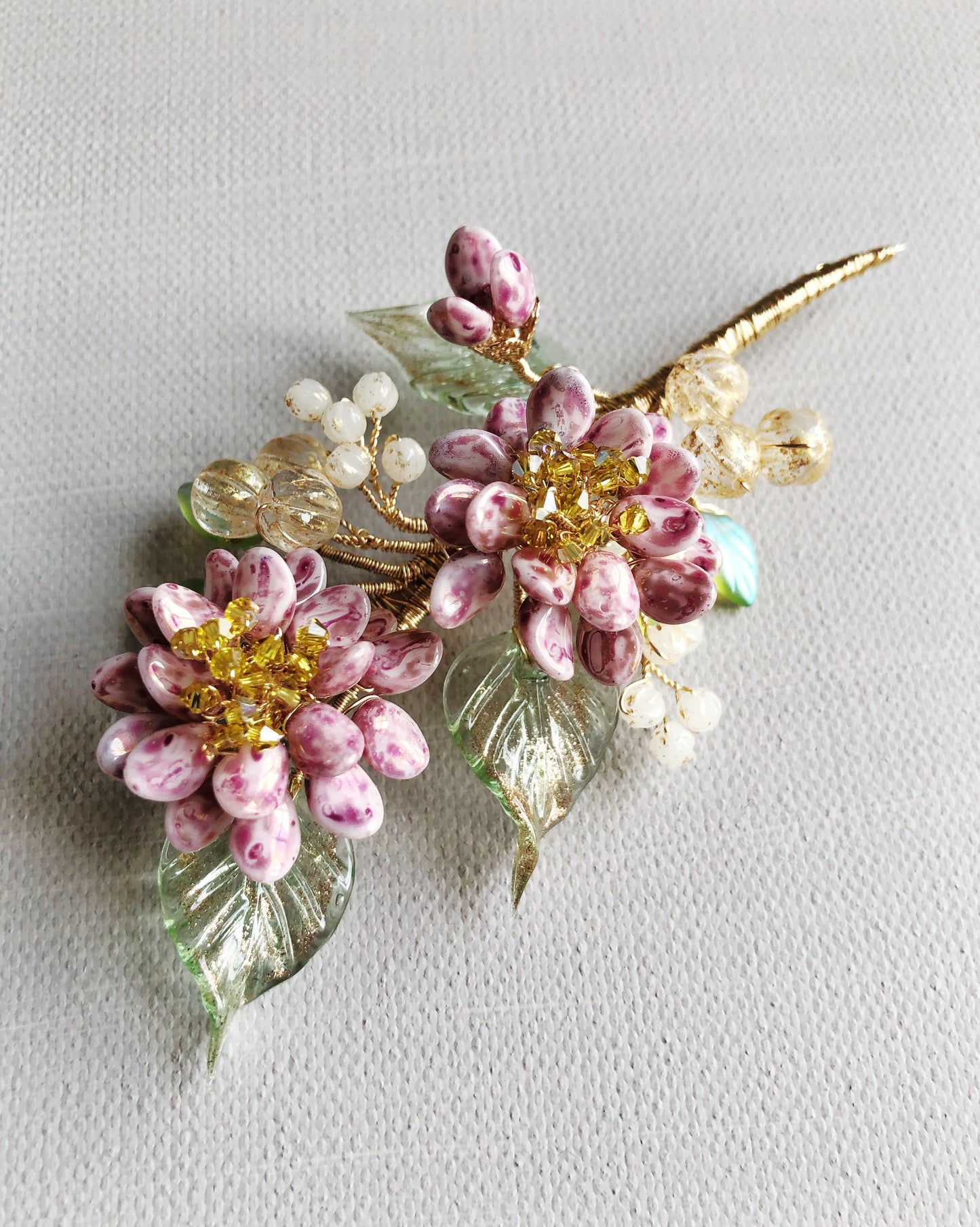 《January Palette I》Victoria’s Chinese New Year chrysanthemum floral bouquet brooch