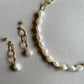 The Contrast Collection - Big freshwater pearl and chain earrings