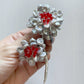 Merry Christmas peony freshwater pearls and Swarovski crystals brooch